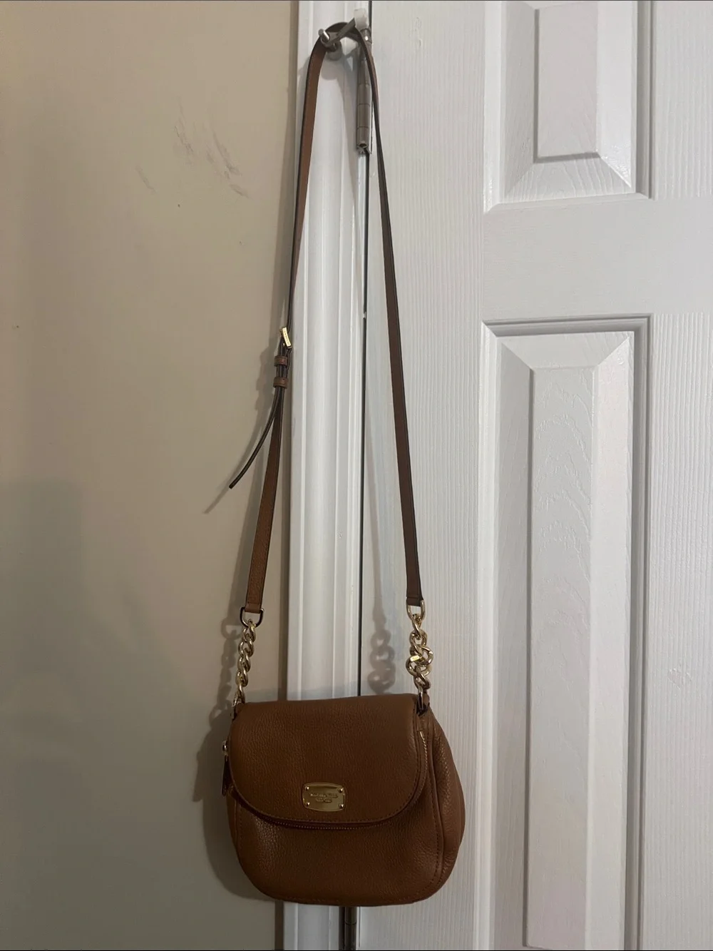 Michael Kors Tan Leather Crossbody Bag with Gold Hardware
